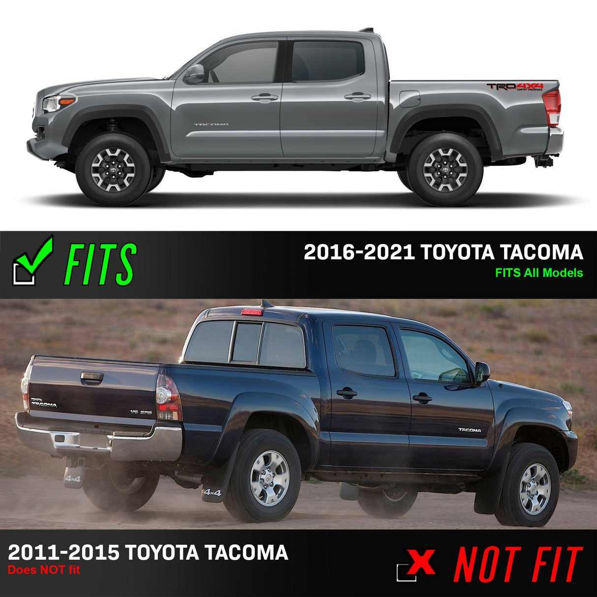 2016-2022 Toyota Tacoma TRD Pro Style Black/Clear Tail Lights Set