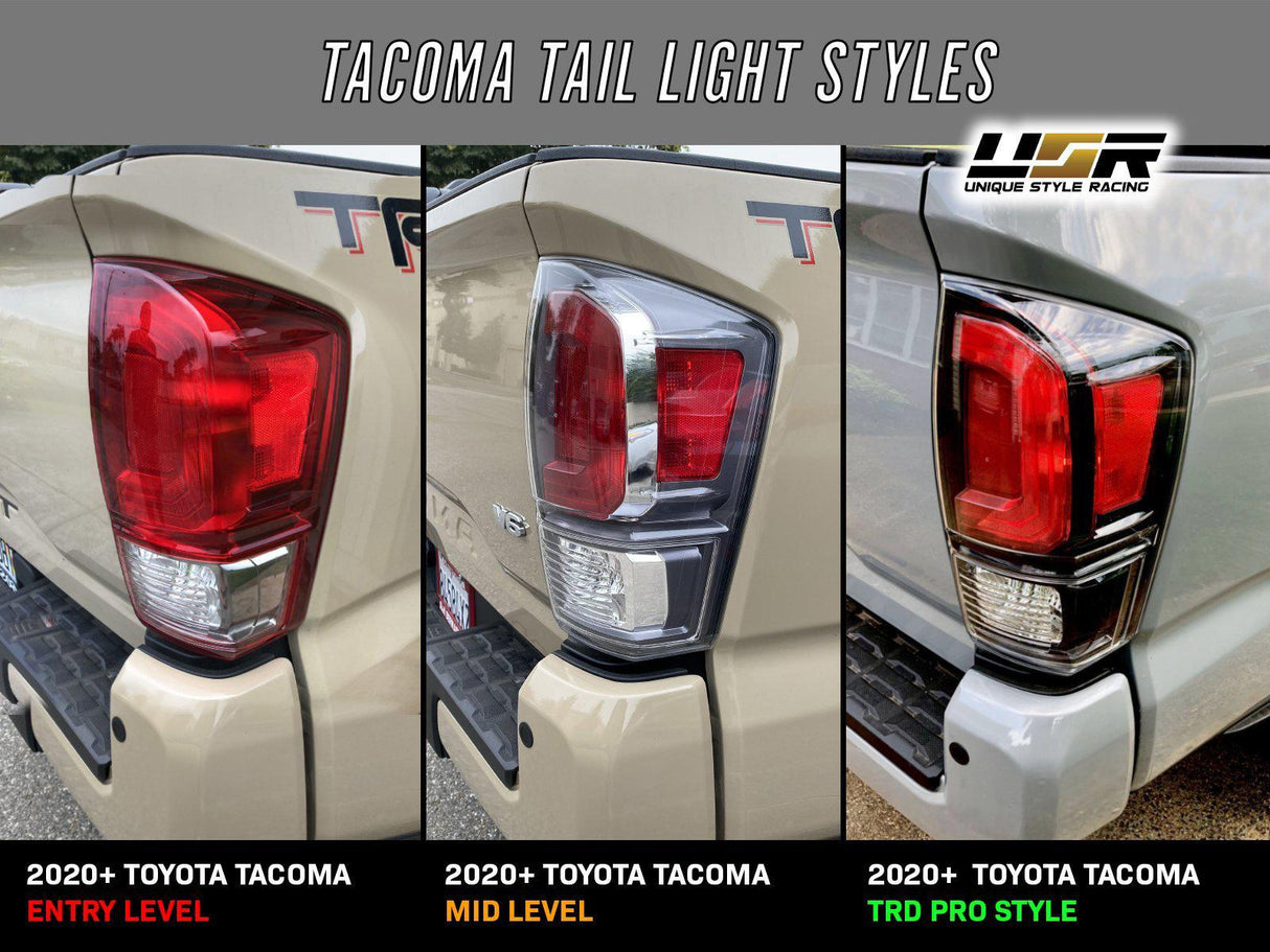 2016-2022 Toyota Tacoma TRD Pro Style Black/Clear Tail Lights Set