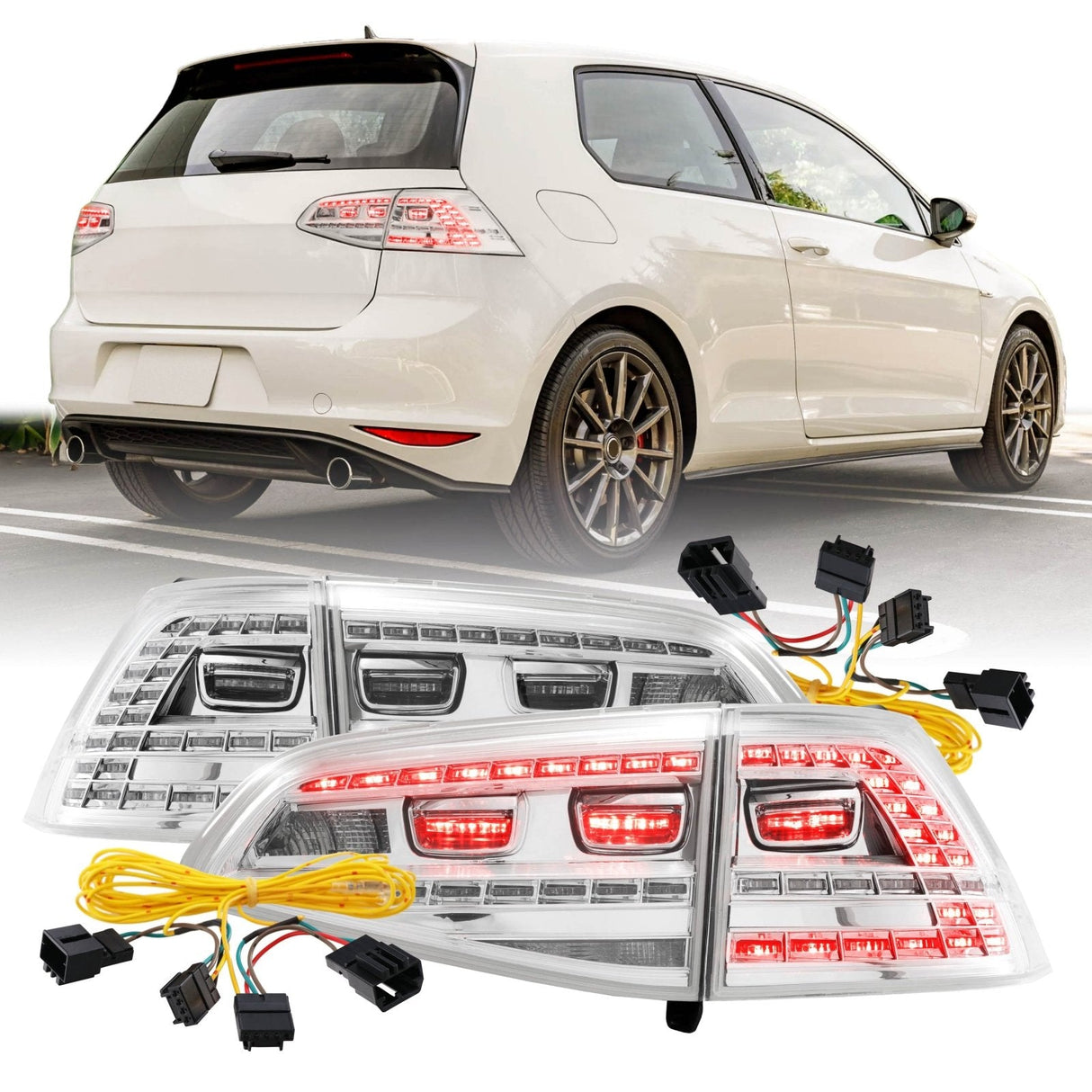2015-2017 Volkswagen Golf Depo Ecode All Clear 4pc Tail Light Set