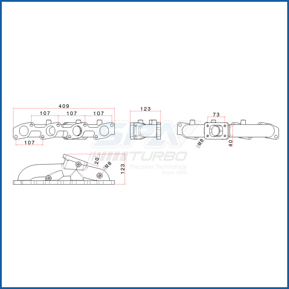Toyota Diesel 3L 5L T25 turbo manifold