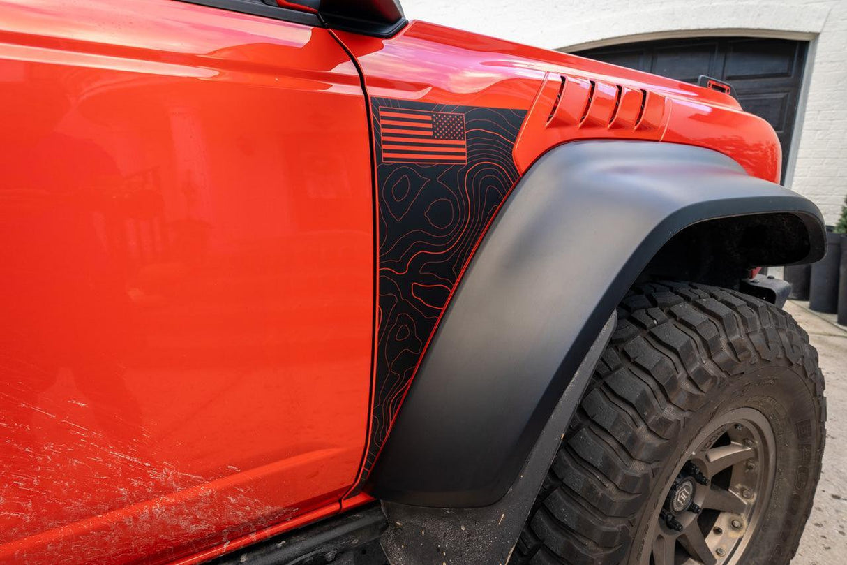 Topo American Flag Fender Overlays (Clear) - 2022+ Bronco Raptor
