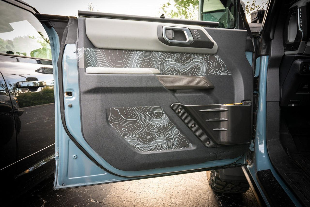 Topo Interior Lower Front Door Card Insert Overlays (Printed Series) - 2021+ Bronco 4 Door
