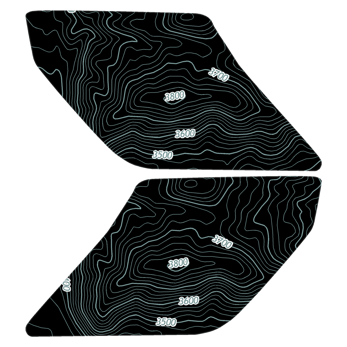Topo Interior Lower Front Door Card Insert Overlays (Printed Series) - 2021+ Bronco 4 Door