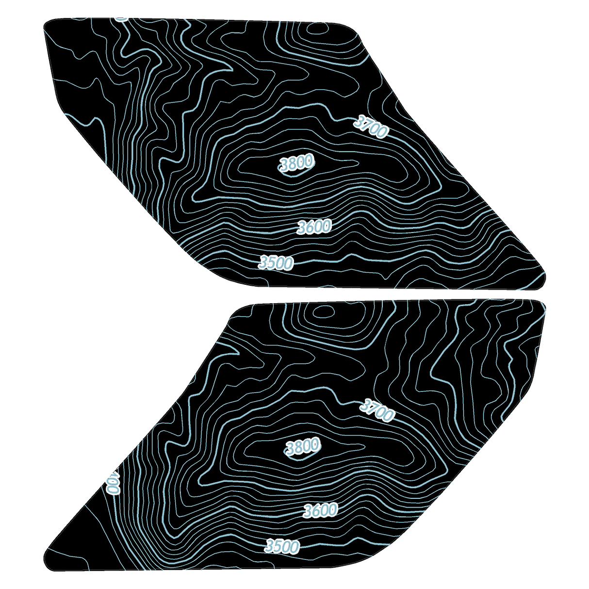 Topo Interior Lower Front Door Card Insert Overlays (Printed Series) - 2021+ Bronco 4 Door