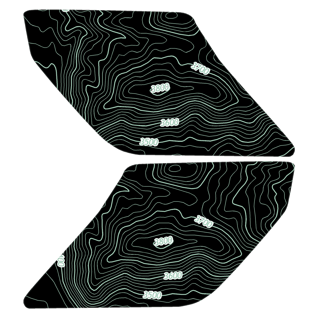 Topo Interior Sun Visor Overlays (Printed Series) - 2021+ Bronco (with Homelink)
