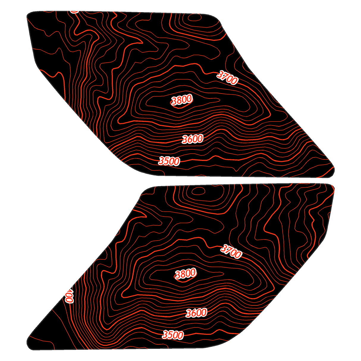 Topo Interior Lower Front Door Card Insert Overlays (Printed Series) - 2021+ Bronco 4 Door