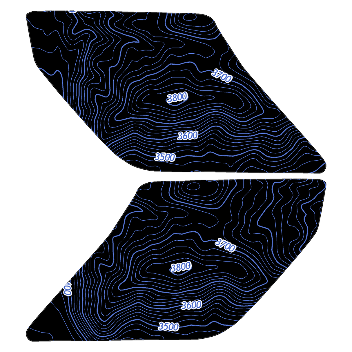 Topo Interior Lower Front Door Card Insert Overlays (Printed Series) - 2021+ Bronco 4 Door