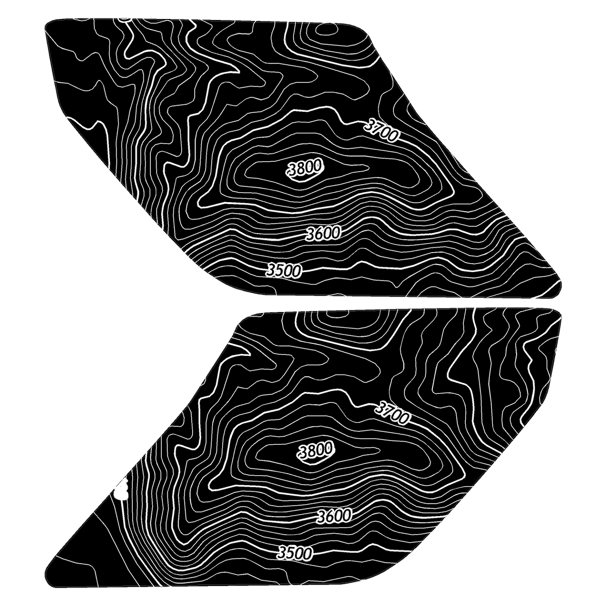 Topo Interior Lower Front Door Card Insert Overlays (Printed Series) - 2021+ Bronco 4 Door
