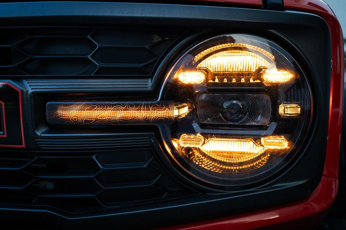 Topo Shortie Style Light Bar Overlays (Printed Series) - 2021+ Bronco (Standard Headlights)