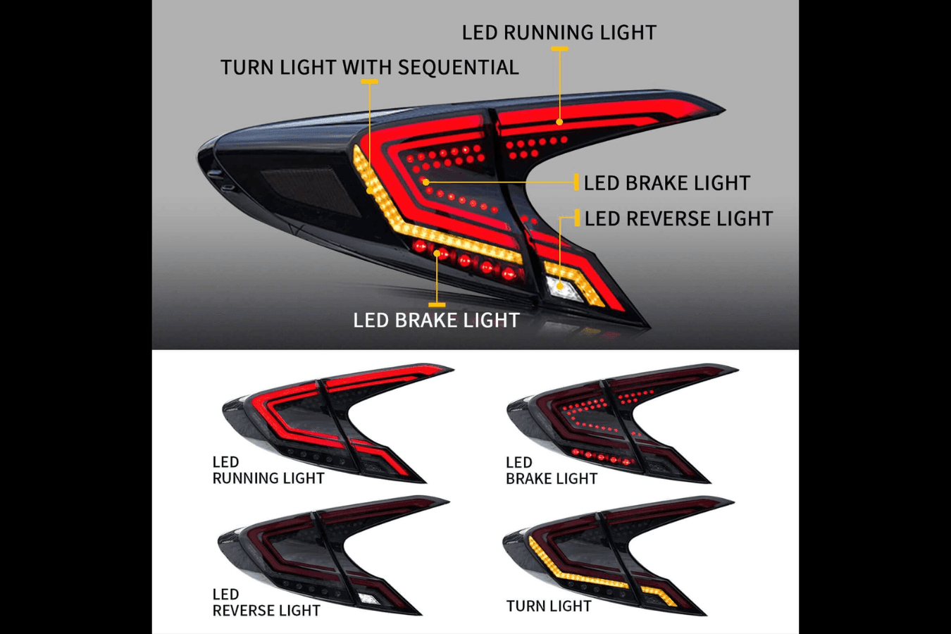 Toyota CHR / C-HR Smoked Full LED Tail Lights (2018-2020) - K2 Industries