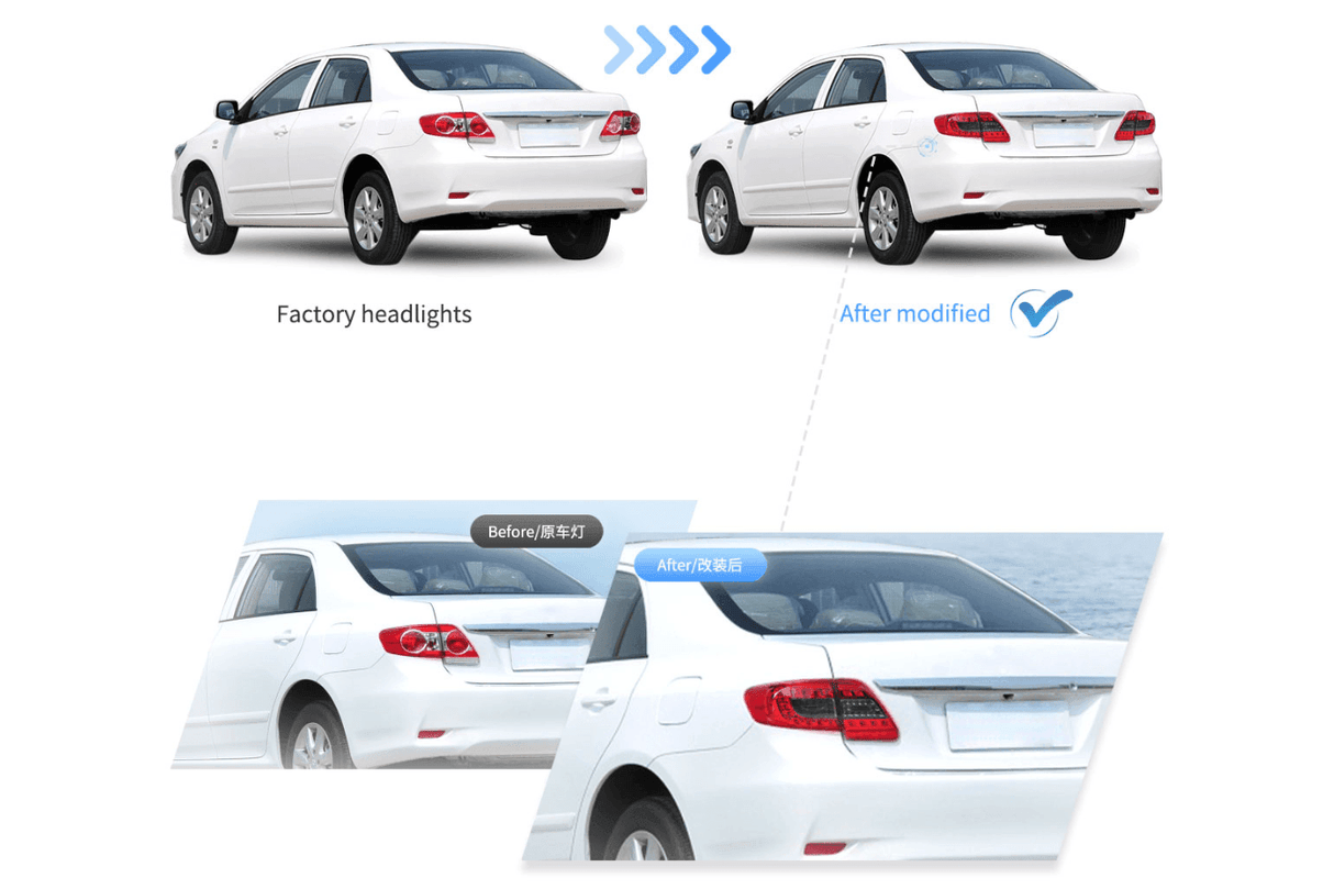 Toyota Corolla 10th Gen (E140 Wide-Body) Facelift LED Tail Lights (2011 - 2013) - K2 Industries