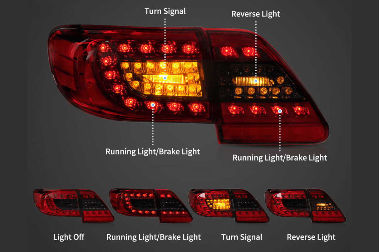 Toyota Corolla 10th Gen (E140 Wide-Body) Facelift LED Tail Lights (2011 - 2013) - K2 Industries