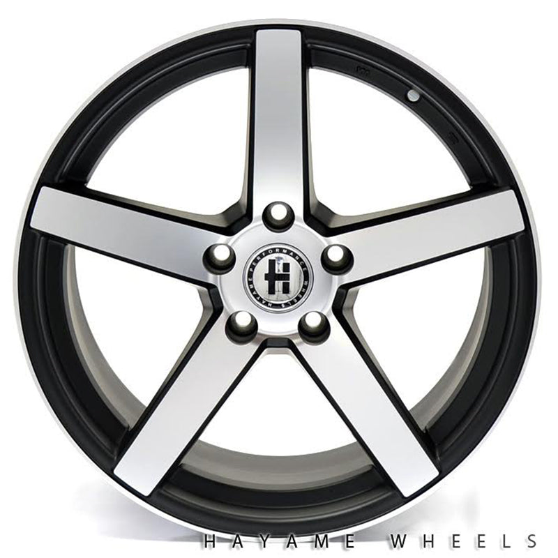 19x8.5 19x9.5 Satin Black Hayame Wheel Rims Machined Face Staggered