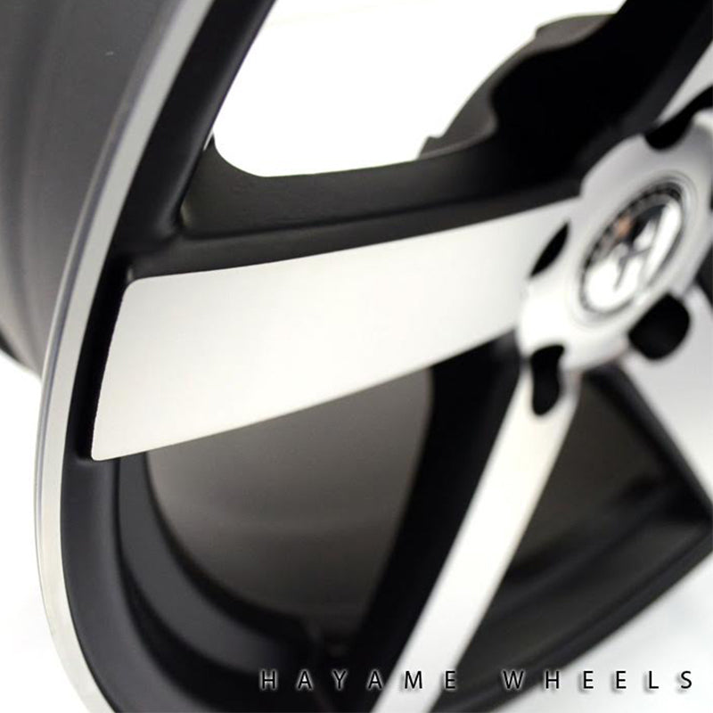 19x8.5 19x9.5 Satin Black Hayame Wheel Rims Machined Face Staggered