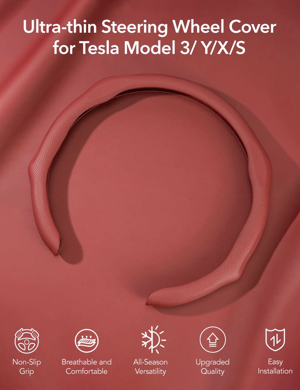 Ultra-thin Steering Wheel Cover for Tesla Model 3/Y/X/S