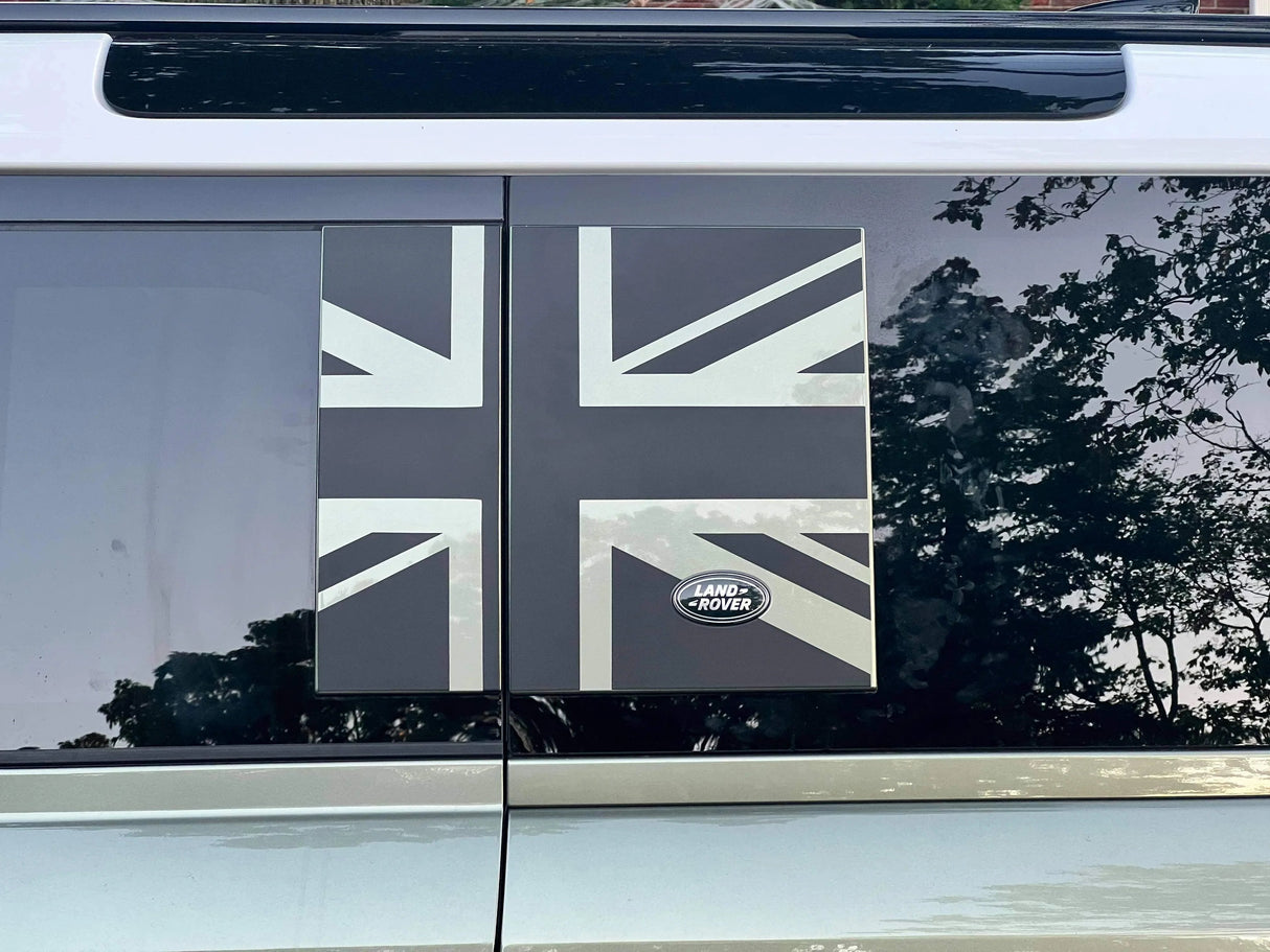 Union Jack Side Window Panel Overlay (Matte Black) - 2020+ Land Rover Defender 110 / 130