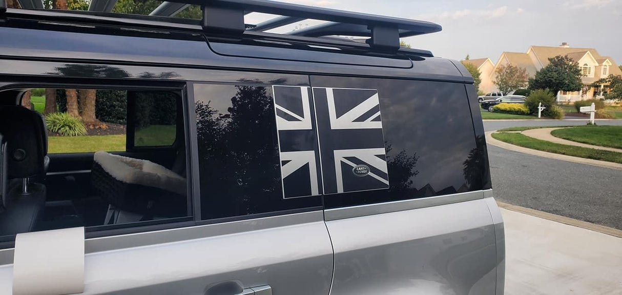 Union Jack Side Window Panel Overlay (Matte Black) - 2020+ Land Rover Defender 110 / 130