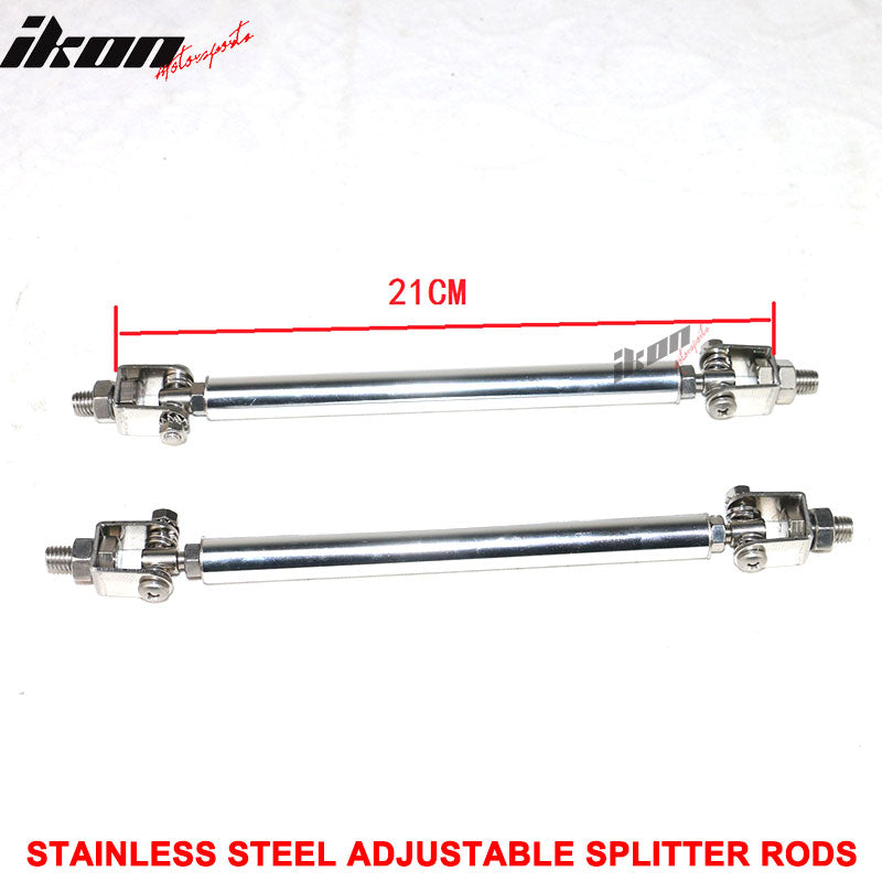 Universal 2PC 8-10.6" Front Bumper Splitter Strut Rods Stainless Steel