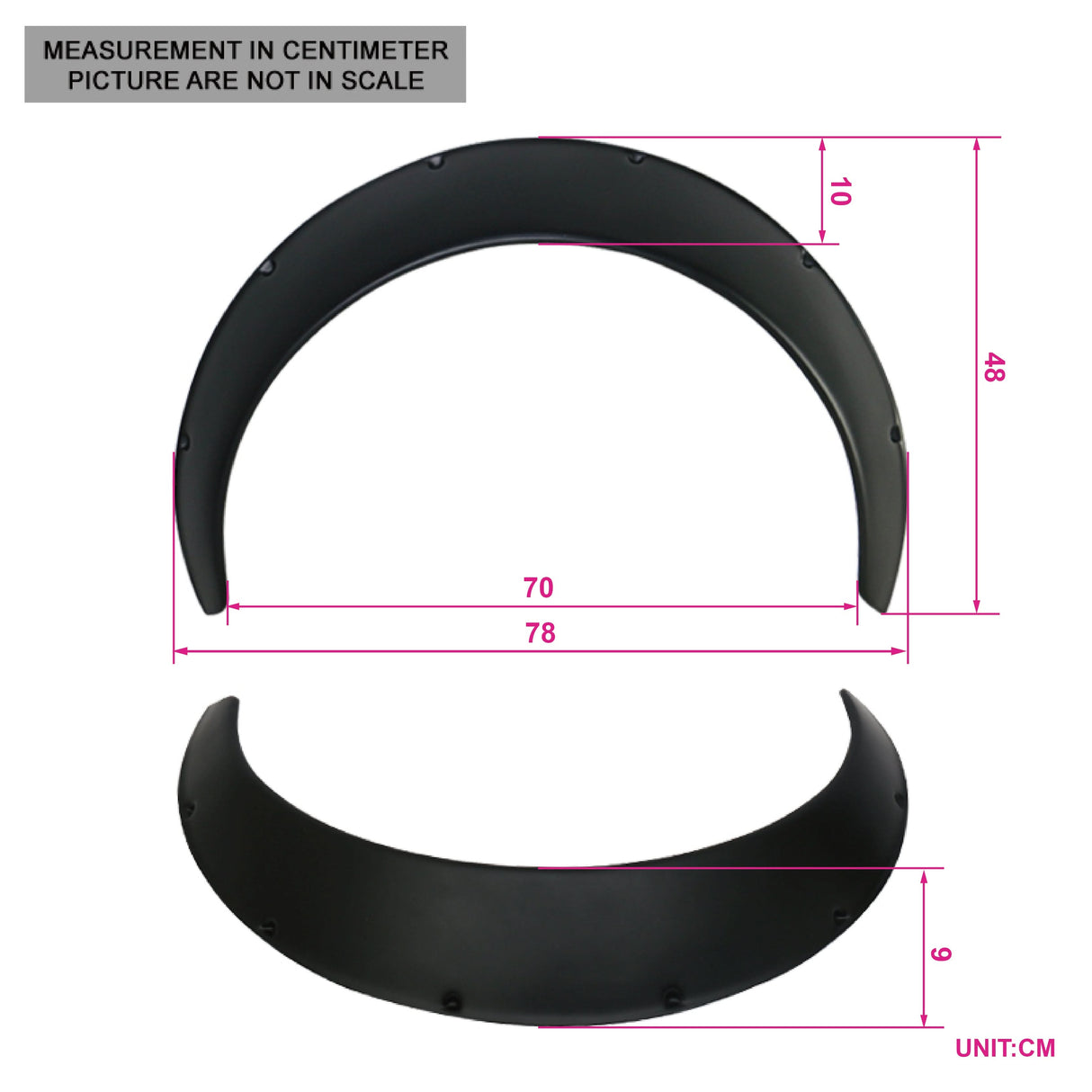 Universal Fit 90MM 2PC Rear Fender Flares Wide Body Wheel Arches PP
