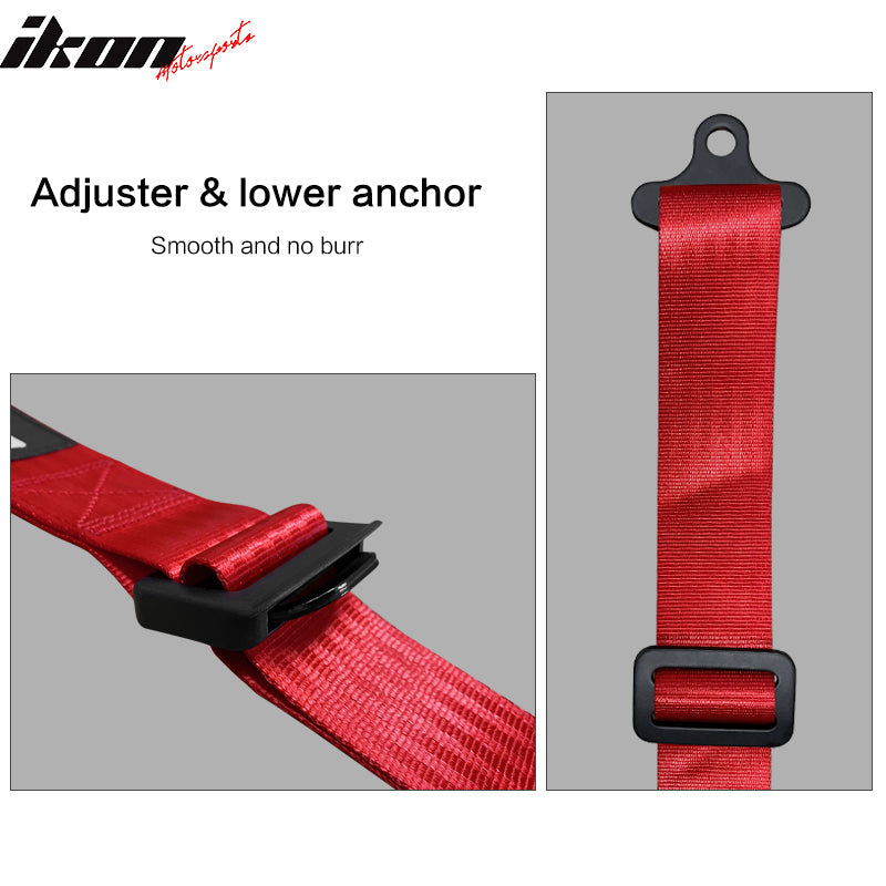 Universal 4 Point Buckle Red Racing Harness Racing Seat Belt Nylon