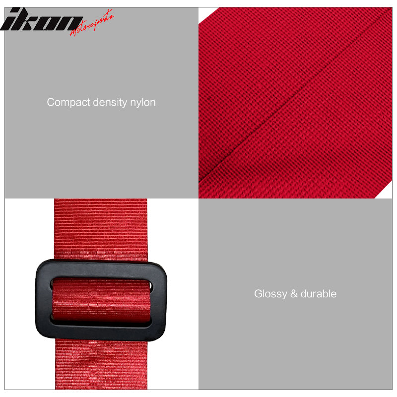 Universal 4 Point Buckle Red Racing Harness Racing Seat Belt Nylon