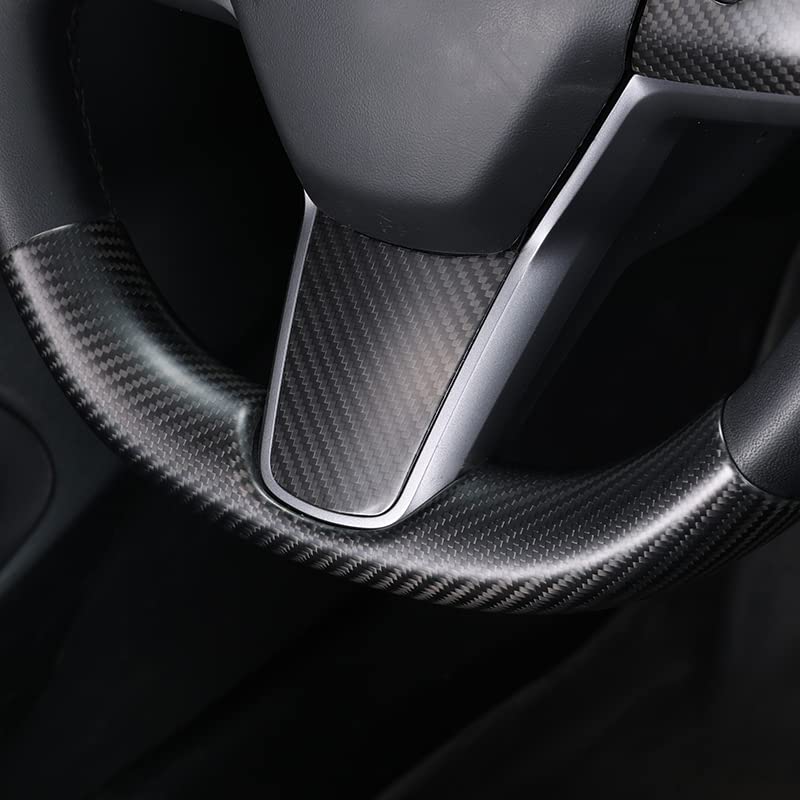 Upper / Lower Cover Steering Wheel Accessories for Tesla Model 3 / Y - Carbon Fiber Interior Mods