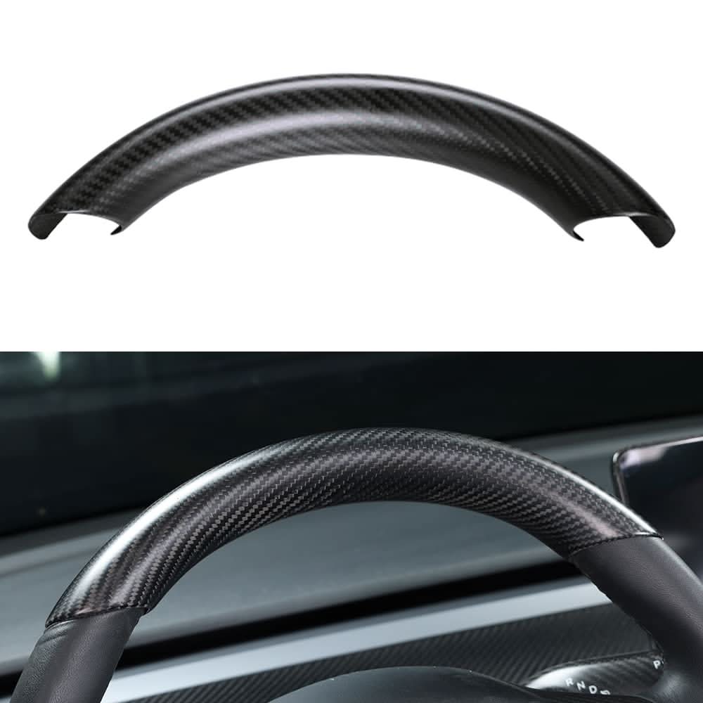 Upper / Lower Cover Steering Wheel Accessories for Tesla Model 3 / Y - Carbon Fiber Interior Mods