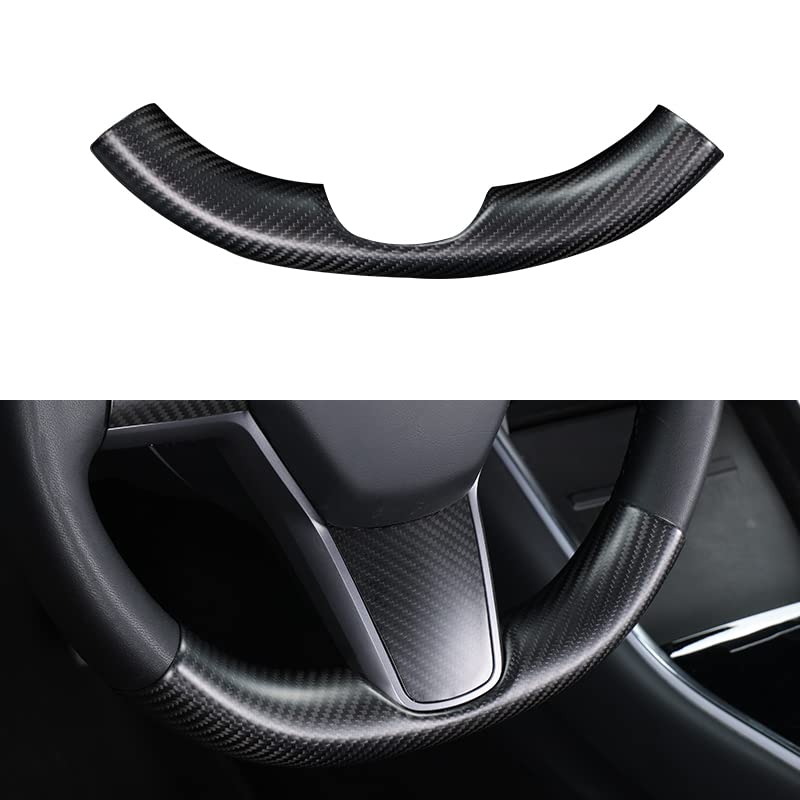 Upper / Lower Cover Steering Wheel Accessories for Tesla Model 3 / Y - Carbon Fiber Interior Mods
