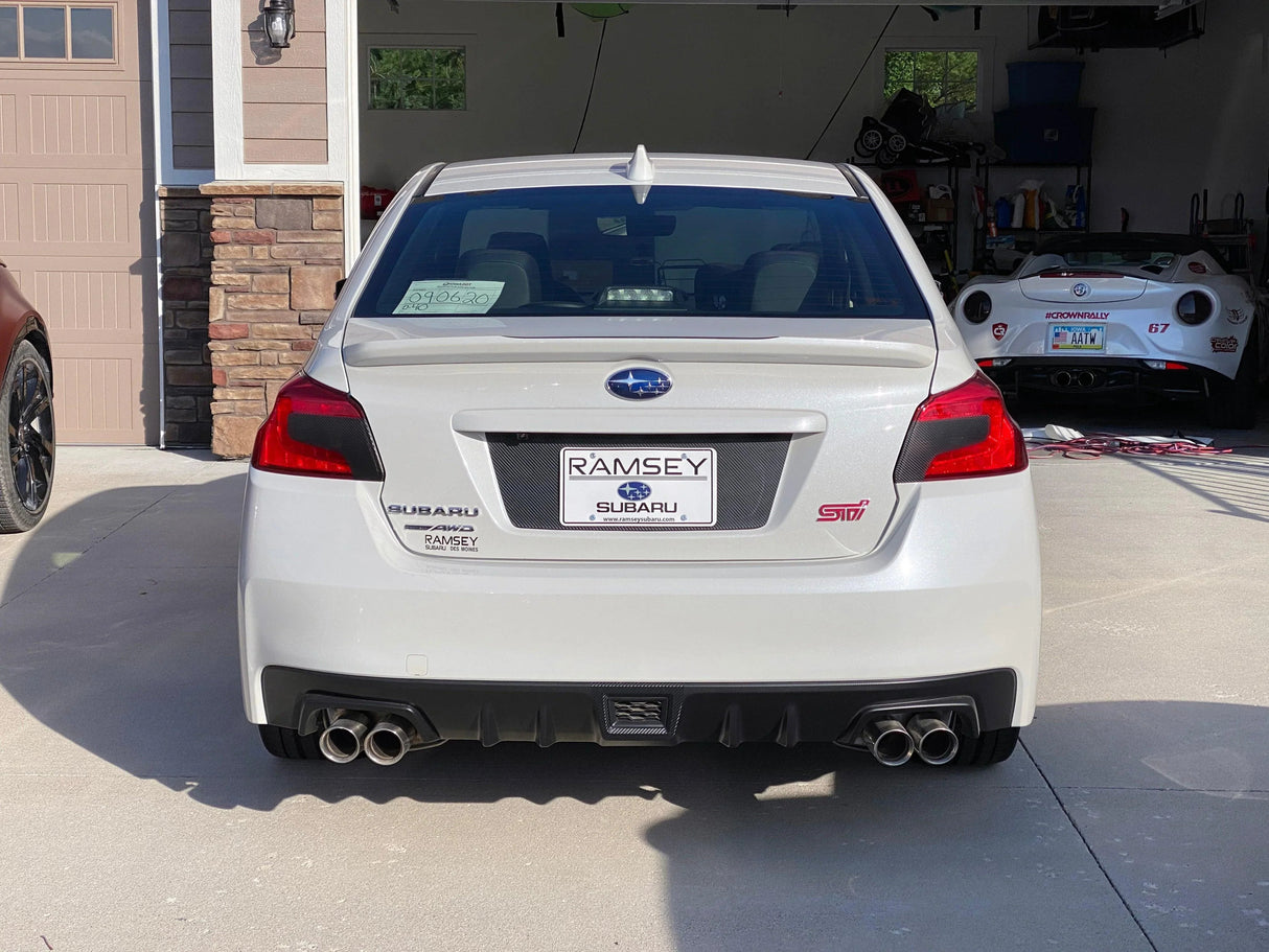 V1 3D Carbon License Plate Panel Black Out Overlays - 2015-2020 Subaru WRX / STI