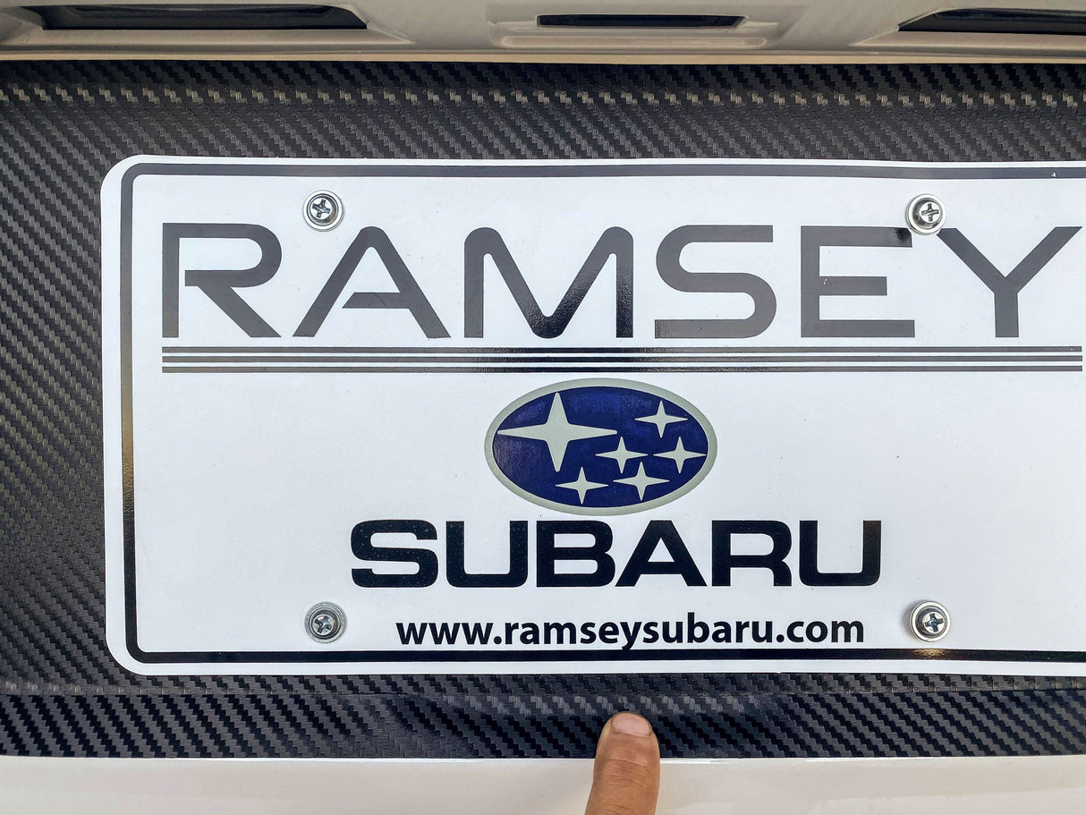 V1 3D Carbon License Plate Panel Black Out Overlays - 2015-2020 Subaru WRX / STI