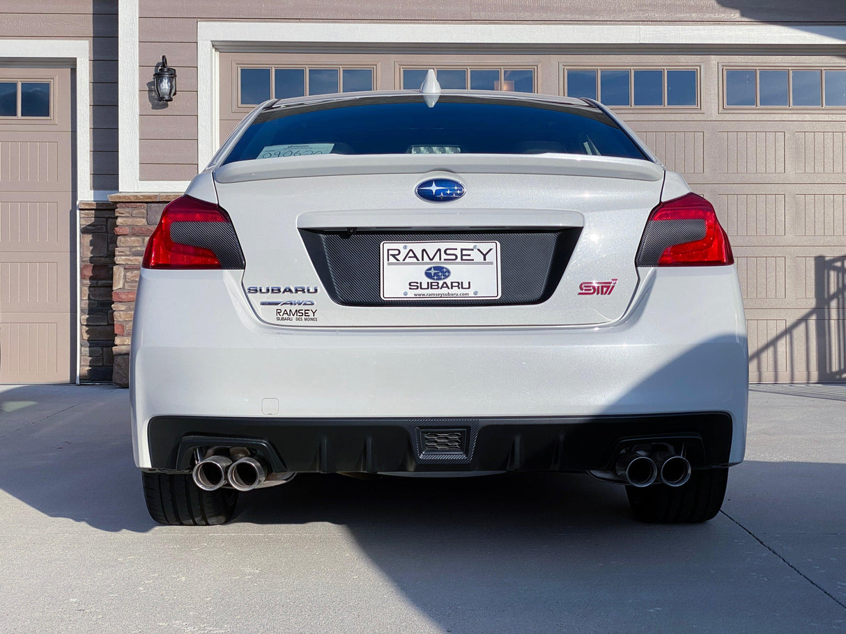 V1 3D Carbon License Plate Panel Black Out Overlays - 2015-2020 Subaru WRX / STI