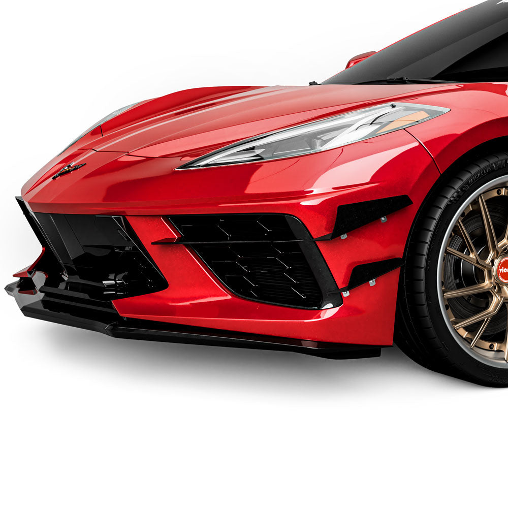 2020-2026 Chevrolet Corvette C8 4VR + 3VR Style Front Bumper Canards - Vicrez