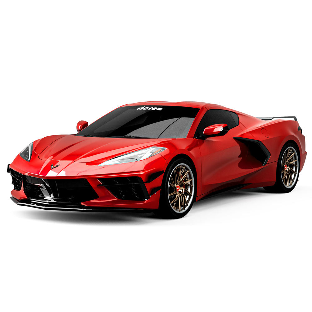 2020-2026 Chevrolet Corvette C8 4VR + 3VR Style Front Bumper Canards - Vicrez