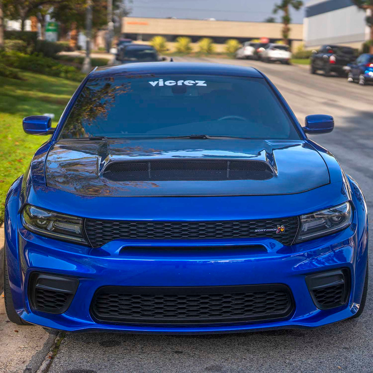 2015-2023 Dodge Charger Demon Style Vented Hood - Vicrez Carbon Fiber