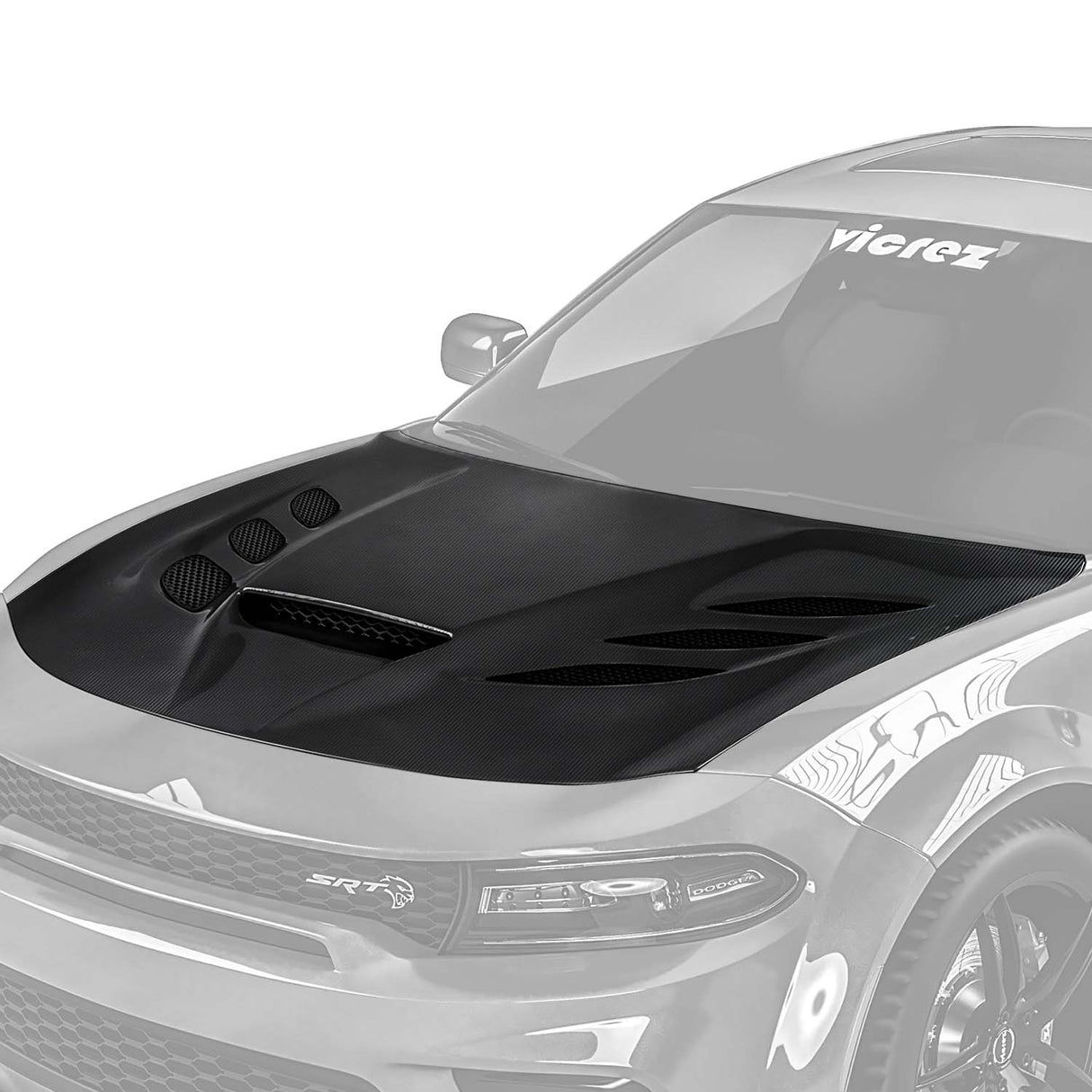 2015-2023 Dodge Charger V3R Style Hood w/ Vent Scoop - Vicrez Carbon Fiber