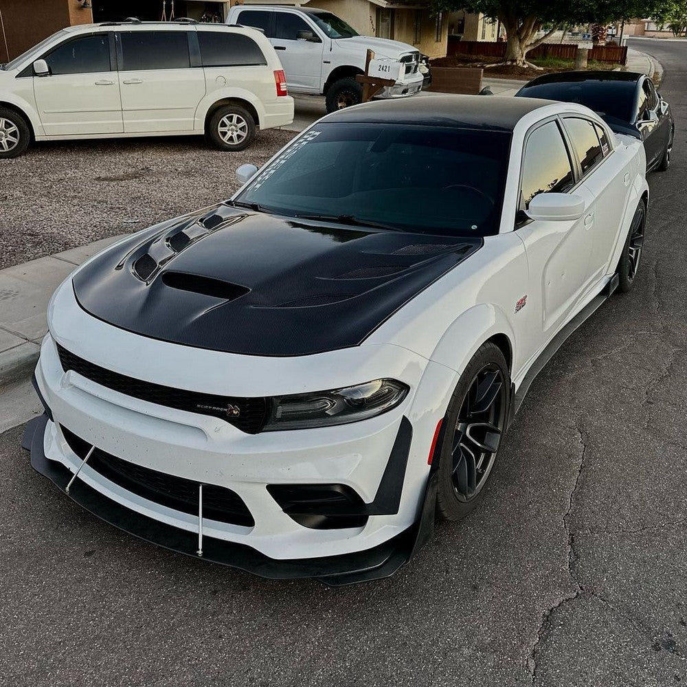 2015-2023 Dodge Charger V3R Style Hood w/ Vent Scoop - Vicrez Carbon Fiber