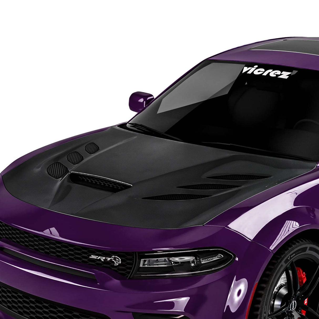 2015-2023 Dodge Charger V3R Style Hood w/ Vent Scoop - Vicrez Carbon Fiber