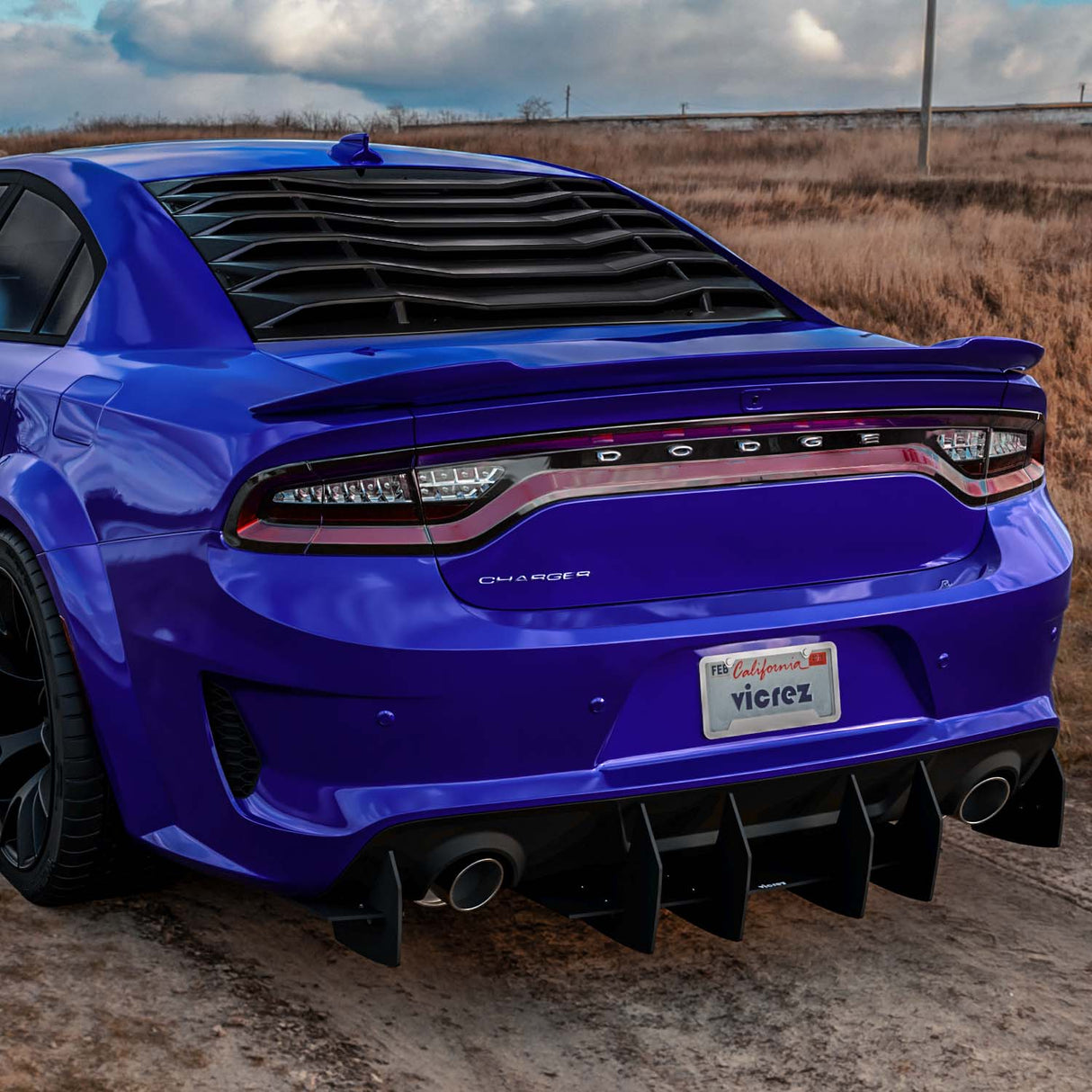 2011-2023 Dodge Charger LV Style Rear + Quarter Window Louvers - Vicrez