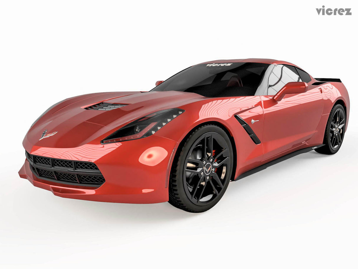 2014-2019 Chevrolet Corvette C7 VZ Style Side Skirt Splitters - Vicrez