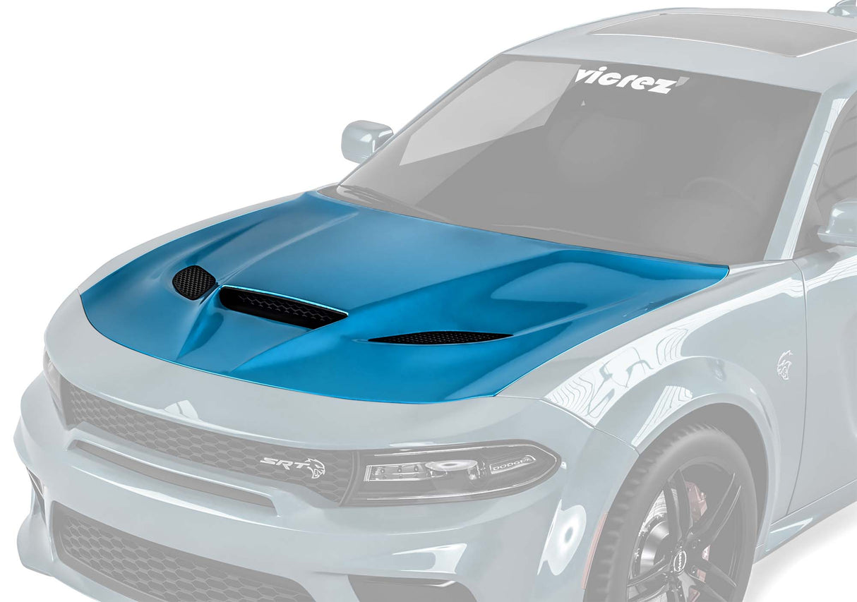 2015-2023 Dodge Charger Hellcat Style Hood w/ Air Vent Scoop - Vicrez