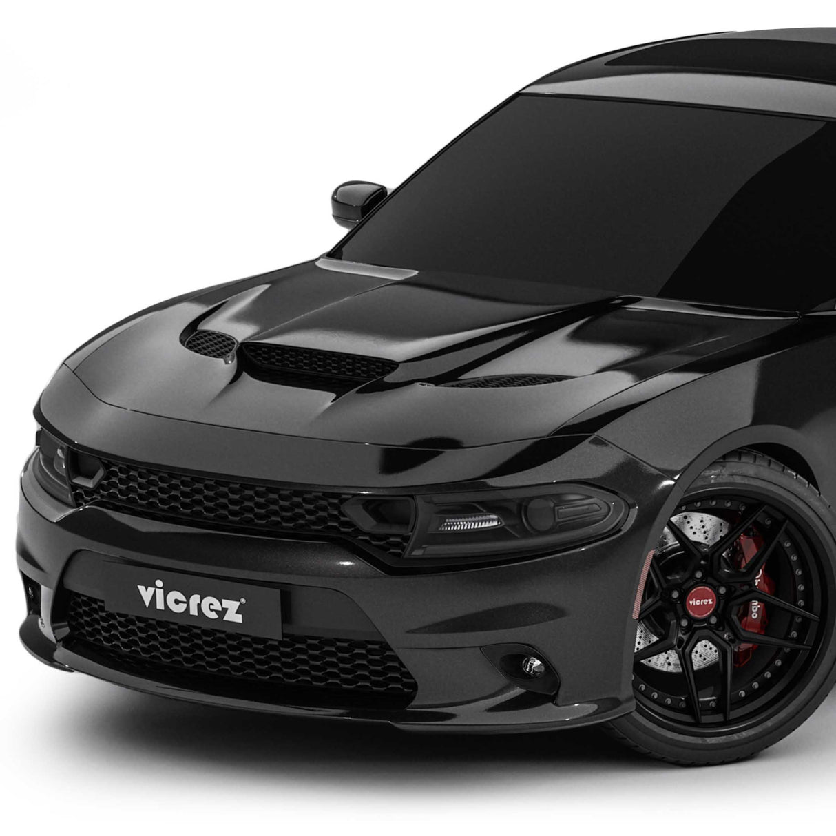 2015-2023 Dodge Charger Hellcat Style Hood w/ Air Vent Scoop - Vicrez
