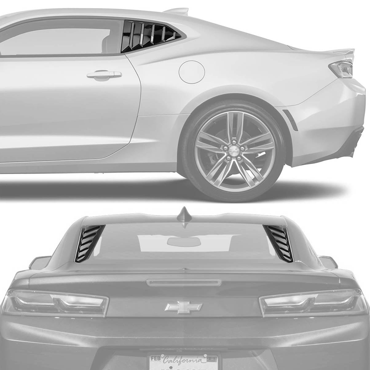 2016-2024 Chevrolet Camaro LV Style Rear & Quarter Window Louvers - Vicrez