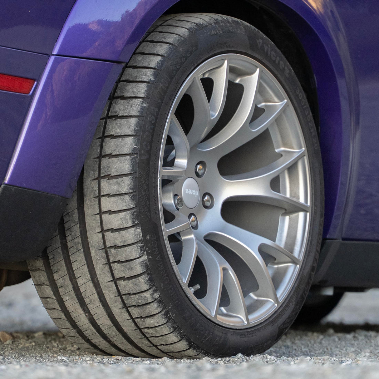 20x11 Hellcat Style Widebody Matte Silver Wheels & Tire Package - Vicrez