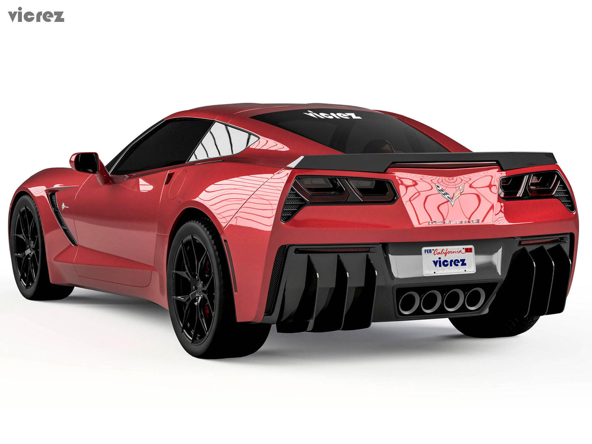 2014-2019 Chevrolet Corvette C7 Centa Style Rear Diffuser Add-on Fins - Vicrez