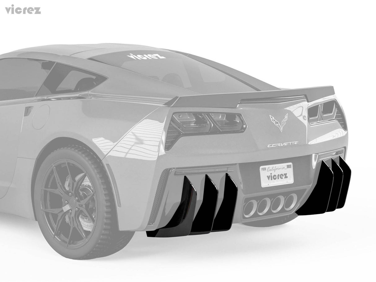 2014-2019 Chevrolet Corvette C7 Centa Style Rear Diffuser Add-on Fins - Vicrez