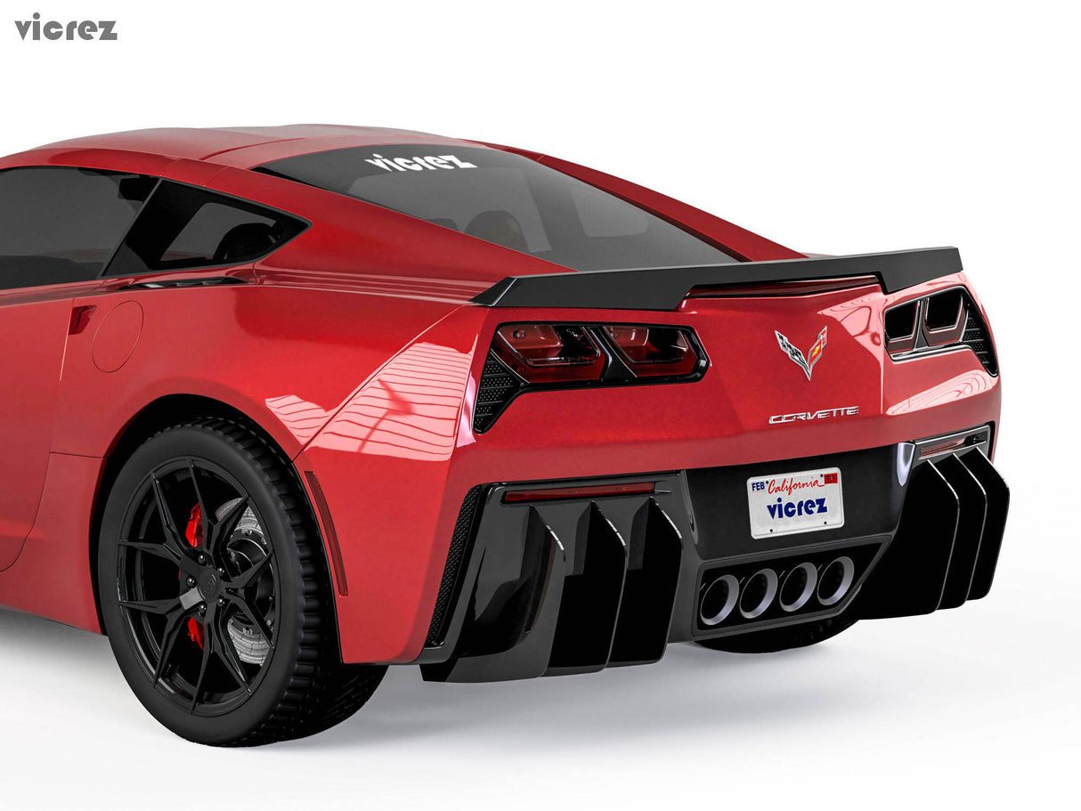 2014-2019 Chevrolet Corvette C7 Centa Style Rear Diffuser Add-on Fins - Vicrez