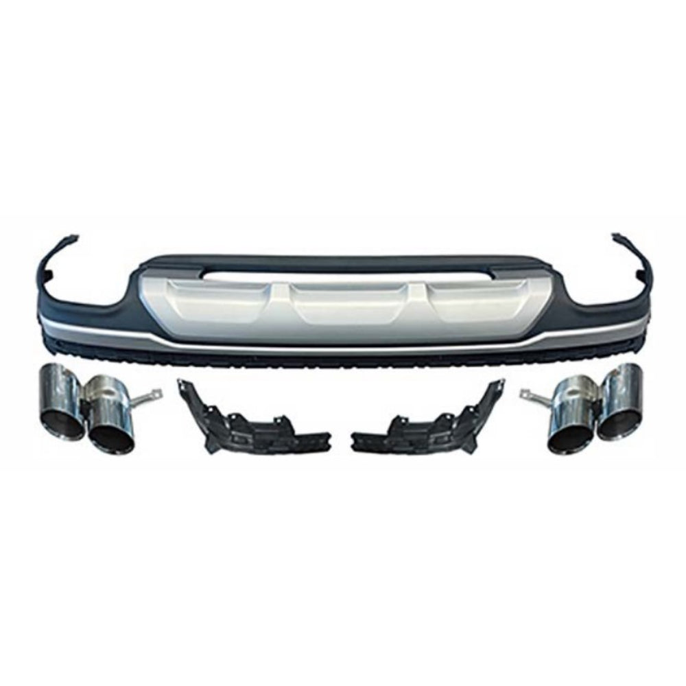 2020-2023 Audi Q7 SQ7 Style Rear Diffuser with Silver Tips - Vicrez
