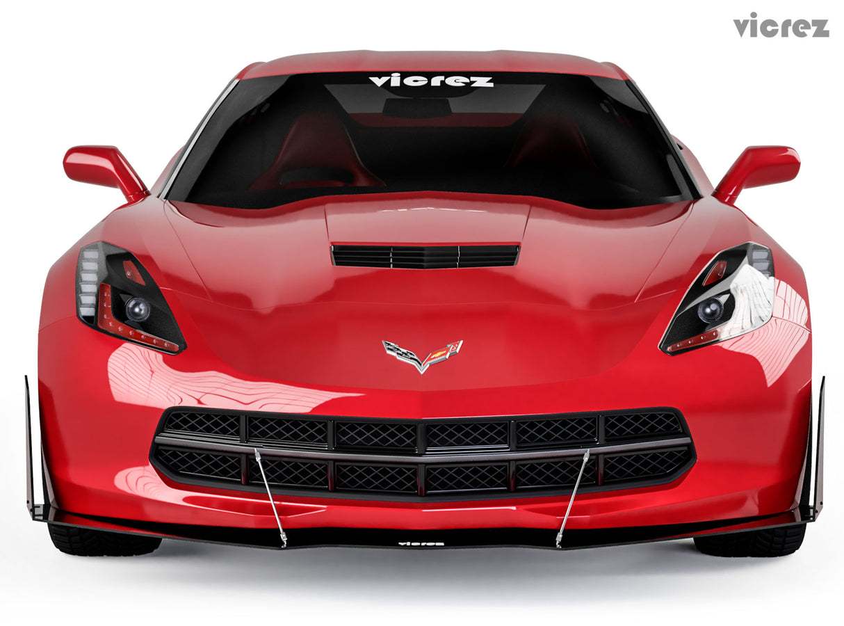 2014-2019 Chevrolet Corvette C7 V3R Style Front Bumper Splitter - Vicrez