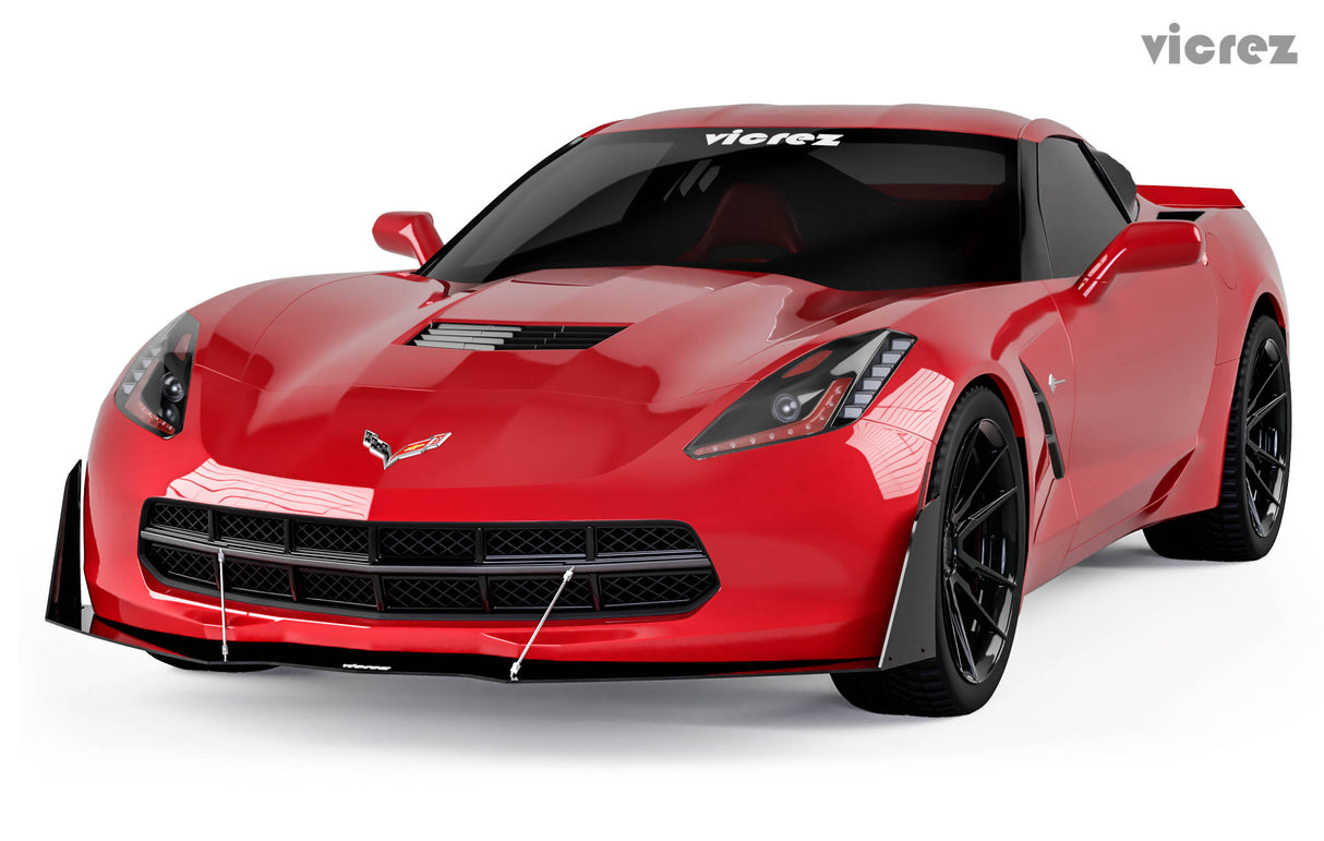 2014-2019 Chevrolet Corvette C7 V3R Style Front Bumper Splitter - Vicrez