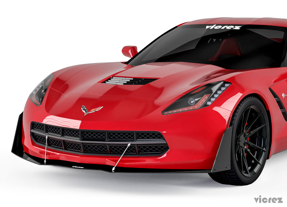 2014-2019 Chevrolet Corvette C7 V3R Style Front Bumper Splitter - Vicrez